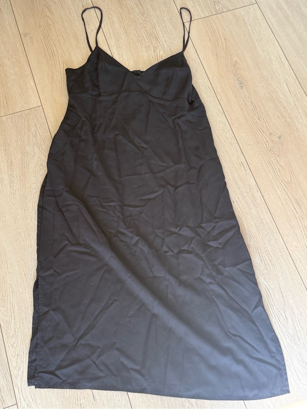 Black classic dress front slit